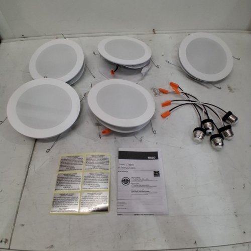 5PK HALO 5-COLOR SELECTABLE SLIM LED RECESSED LIGHT TRIMS - 6" - 2700K-5000K - WHITE (MODEL: HLBT609FS5-6PK) image 3