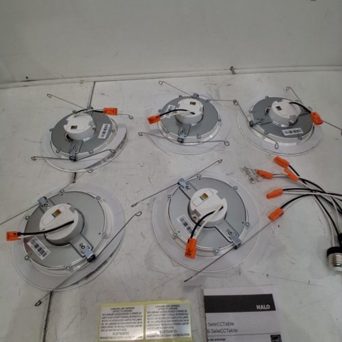 5PK HALO 5-COLOR SELECTABLE SLIM LED RECESSED LIGHT TRIMS - 6" - 2700K-5000K - WHITE (MODEL: HLBT609FS5-6PK) image 5