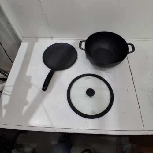 3PC TRAMONTINA PRE-SEASONED CAST IRON SET - 7QT (11") - BLACK (MODEL : 1901865) image 2