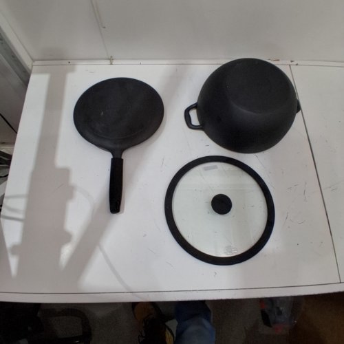 3PC TRAMONTINA PRE-SEASONED CAST IRON SET - 7QT (11") - BLACK (MODEL : 1901865) image 3