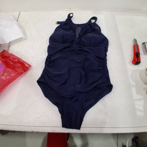 WOMEN'S HIGH NECK ONE PIECE SWIMSUIT - MEDIUM - BLUE image 2