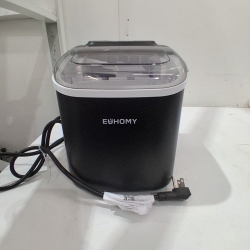 EUHOMY COUNTERTOP ICE MAKER MACHINE WITH HANDLE, BASKET AND SCOOP - MAKES 26LBS PER DAY - BLACK (MODEL: IM030-B) image 3