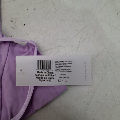 GIRL'S MONDOR SHORT SLEEVE SCOOPED NECK DANCE LEOTARD WITH BELT - 6X-7 - LAVENDER PURPLE image 2