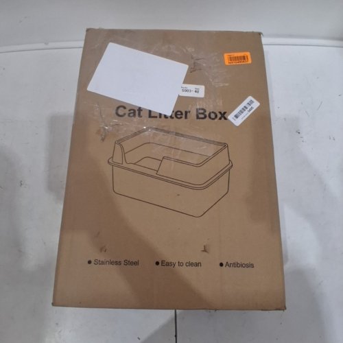 PAPETTLY STAINLESS STEEL HIGH-SIDED CAT LITTER BOX - 20" X 14" - 17.5L - STAINLESS STEEL - (MODEL: XAGC-PAMP01) image 3