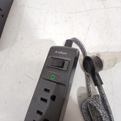 2PK ADDTAM POWER BAR SURGE PROTECTOR- 1875W, 15A, 6FT BRAIDED CORD- BLACK/GREY image 3