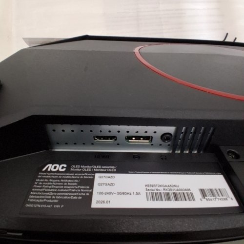 AOC QD OLED GAMING MONITOR QHD 2560 X 1440, 240HZ 0.03MS, HDMI 2.0 X1, DISPLAY PORT X1, G-SYNC COMPATIBLE - 27" - BLACK (MODEL: Q27GAZD) image 10