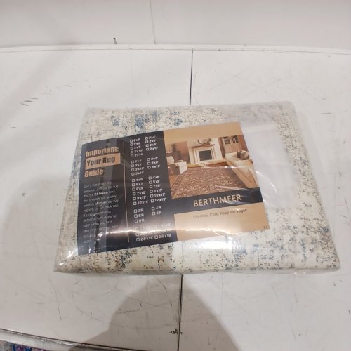 ABSTRACT INDOOR AREA RUG - 5FT X 7FT - CREAM/BLUE image 3