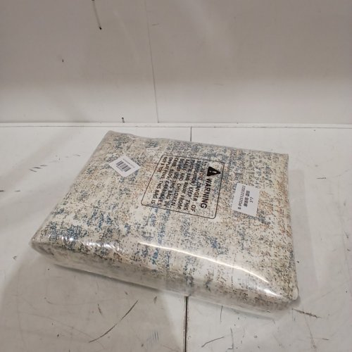 ABSTRACT INDOOR AREA RUG - 5FT X 7FT - CREAM/BLUE image 4