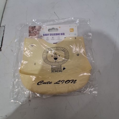 SILICONE LION BABY BIB - 6+ MONTHS - YELLOW image 2