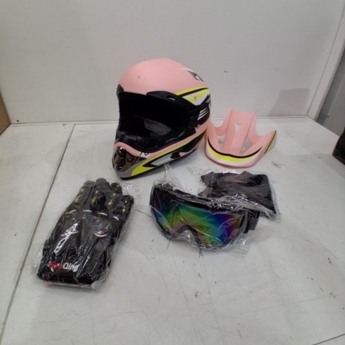 KID'S TTMIKU DOT CERTIFIED MOTORCYCLE/MOTOCROSS/ATV/BMX HELMET WITH ACCESSORIES - LARGE - PINK/MULTI-COLOUR (MODEL: CH-202) image 3