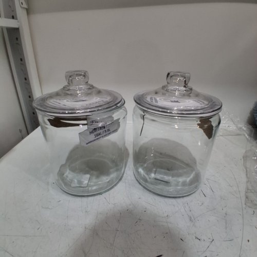 2PK ANCHOR HOCKING HERITAGE HILL GLASS JAR WITH GLASS LID & LABELS - 1GAL image 2