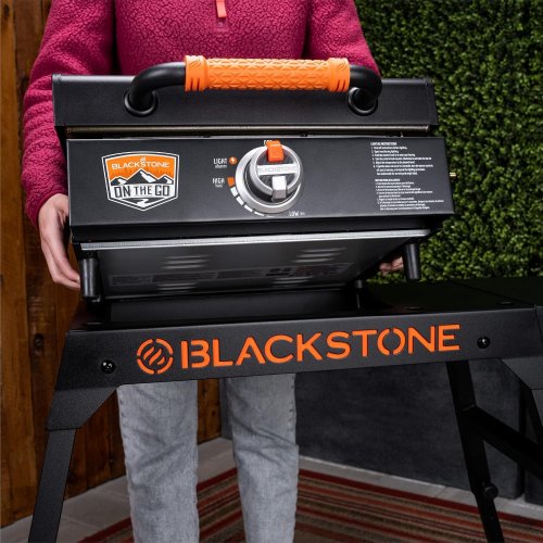 BLACKSTONE ADJUSTABLE GRIDDLE TABLE STAND FOR BLACKSTONE 17" / 22" TABLETOP GRILL - 42" X 18" X 29" - BLACK image 2