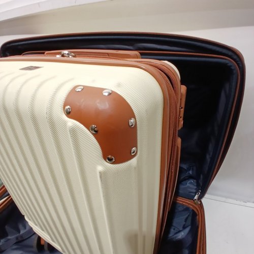 5PC KUNEL LUGGAGE SETS HARDSHELL EXPANDABLE SUITCASE - 20"/24"/28" - BEIGE image 3