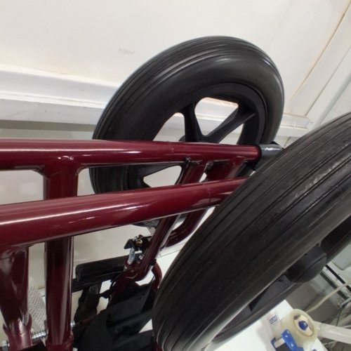 MEDLINE BASIC ALUMINUM TRANSPORT WHEELCHAIR - 19" - 12" REAR WHEELS WITH BRAKES - 300LBS CAPACITY - RED (MODEL: MDS808210ARE) image 3