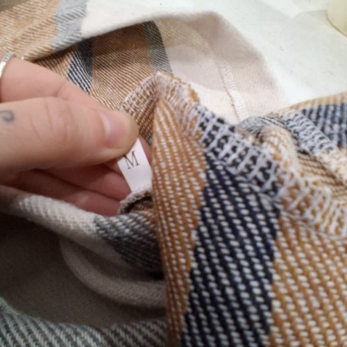 WOMAN'S CROPPED FLANNEL SHIRT WITH HOOD - MEDIUM- BROWN\WHITE image 3
