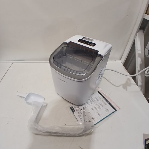 EUHOMY COUNTERTOP ICE MAKER MACHINE WITH HANDLE / BASKET AND SCOOP - MAKES 26LBS PER DAY - WHITE (MODEL: IM001-BWH-CAEH) image 3
