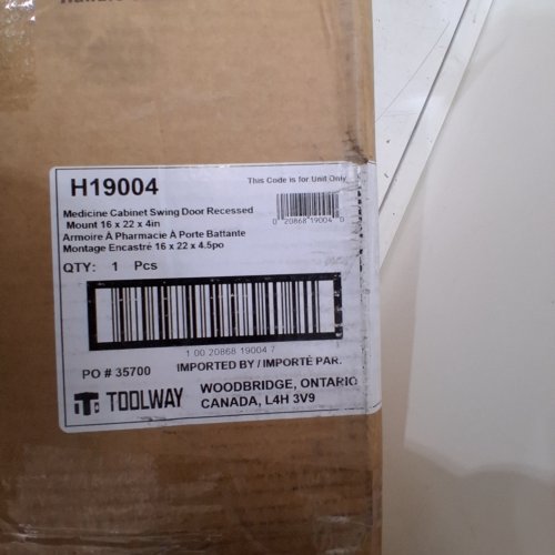TOOLWAY RECESSED MOUNT SWING DOOR MEDICINE CABINET - 16" X 22" X 4" - SILVER (MODEL: H190004) image 2