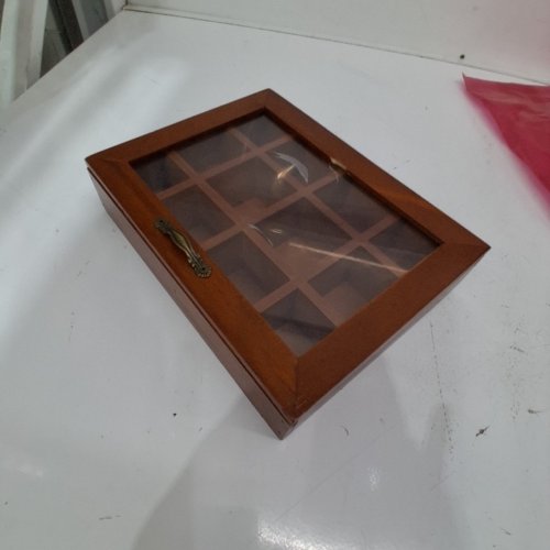 DECORATIVE WOODEN STORAGE AND ORGANIZER BOX - 10"X8"X2.5" - BROWN image 2