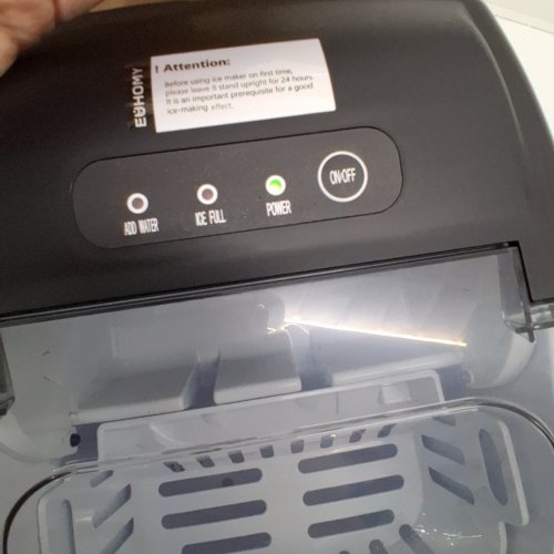 EUHOMY COUNTERTOP ICE MAKER MACHINE WITH HANDLE, BASKET AND SCOOP - MAKES 26LB/DAY - BLACK (MODEL: IM001-BBL-CAEH) image 2