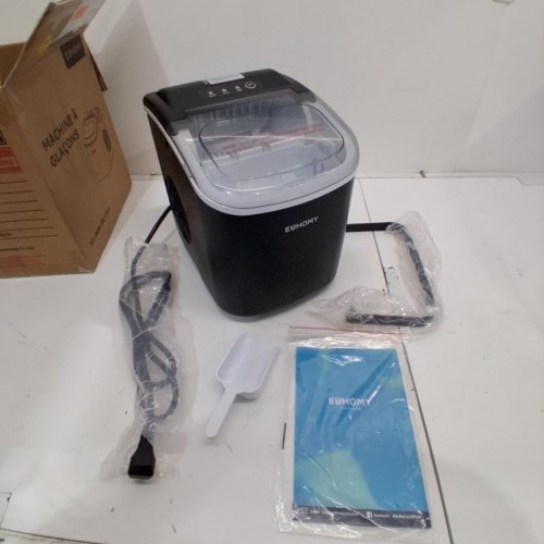 EUHOMY COUNTERTOP ICE MAKER MACHINE WITH HANDLE, BASKET AND SCOOP - MAKES 26LB/DAY - BLACK (MODEL: IM001-BBL-CAEH) image 3