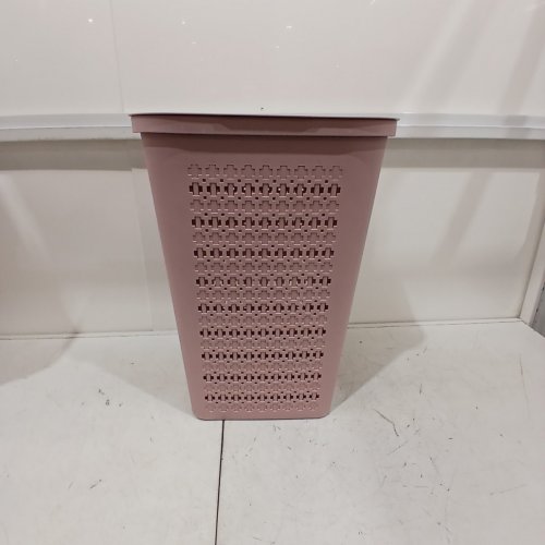 MIND READER SLIM LAUNDRY HAMPER WITH LID - 60L - PINK image 2