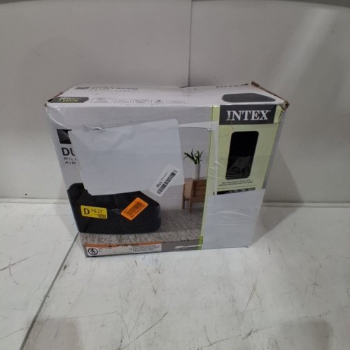 INTEX DURA-BEAM PLUS SELF-INFLATING/DEFLATING AIR MATTRESS WITH BUILT-IN PILLOW & ELECTRIC AIR PUMP - TWIN 16.5" X 39" X 75" - DARK GREY/ BLACK (MODEL: AP619D/64121ED) image 5