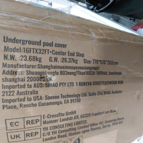 UNDERGROUND SAFETY POOL COVER - 16FT X 32FT - GREEN/GREY (MODEL: 16FTX32FT+CENTER END STEP) image 2