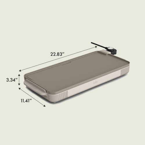 BELLA ELECTRICAL GRIDDLE WITH WARMING TRAY - 22" X 12" - OATMILK (MODEL: 2781607) image 2