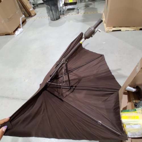 VILLACERA 9FT OUTDOOR PATIO HALF UMBRELLA, 5 RIBS, FADE RESISTANT FOR CONDO OR TOWNHOUSE - BROWN (MODEL: 83-OUT5464) image 5