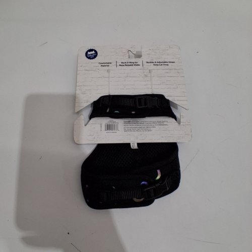 2PC WHISKER CITY KITTEN HARNESS AND LEASH SET - NECK 8.5" - 10.5", GIRTH 11" - 13.5", LEASH 6FT - BLACK/MOON & STAR PRINT image 3