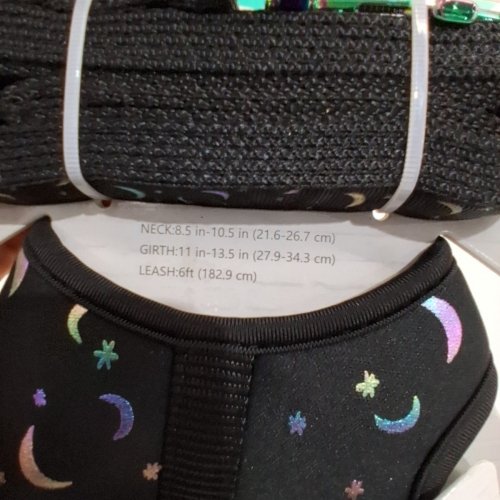 2PC WHISKER CITY KITTEN HARNESS AND LEASH SET - NECK 8.5" - 10.5", GIRTH 11" - 13.5", LEASH 6FT - BLACK/MOON & STAR PRINT image 4