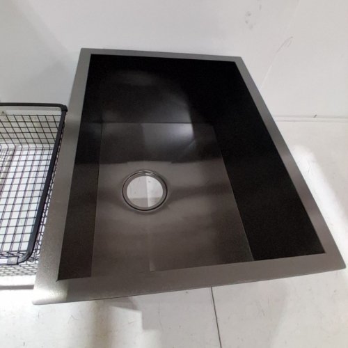 SMALL UNDERMOUNT STAINLESS STEEL SINK FOR OUTDOOR RV LAUNDRY - 21"X16" - BLACK (MODEL: ZY003B2116) image 2
