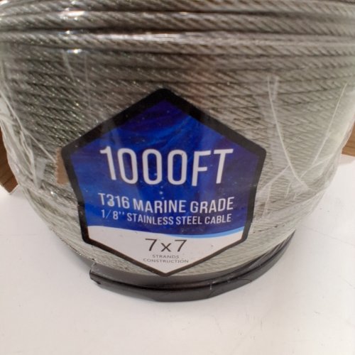 T316 MARINE GRADE STAINLESS STEEL CABLE - 1000FT - 1/8" - 7 X 7 - SILVER image 2