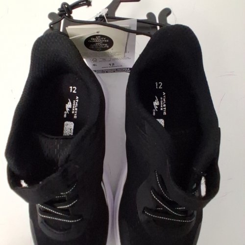 ATHLETIC WORKS BOYS' MICA SNEAKERS- SIZE 12- BLACK & WHITE image 3
