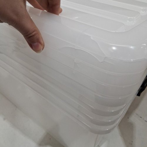 4PK IRIS LATCHING STACKABLE PLASTIC STORAGE BINS WITH LIDS CLEAR - 45 QT - CLEAR/BLACK (MODEL: 585098 / CNCB-55-3) image 6