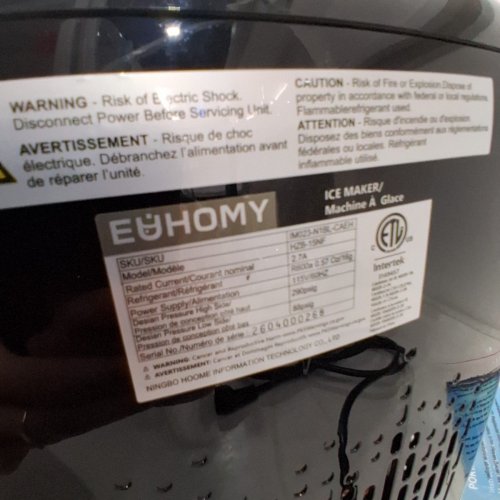 EUHOMY PEARL L1 PRO NUGGET ICE MAKER - MAKES 33LB/DAILY - 1.1L CAP TANK - BLACK (MODEL: IM023-N1BL-CAEH) image 3