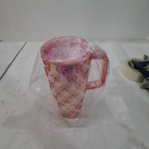 MAINSTAYS BOW TEXTURED PLASTIC DOUBLE-WALL STRAW TUMBLER - 30OZ - PINK image 4