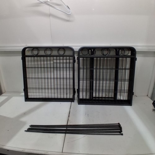 8 PANEL METAL PET PLAY PEN WITH DOOR - BLACK image 2