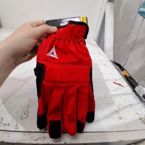 2PR HAND CREW WORK GLOVES - LARGE - RED/BEIGE image 4