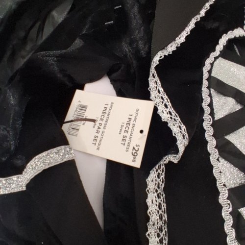 GIRL'S GOTHIC ENCHANTRESS COSTUME DRESS - MEDIUM - BLACK/SILVER (ITEM: 14777M) image 3
