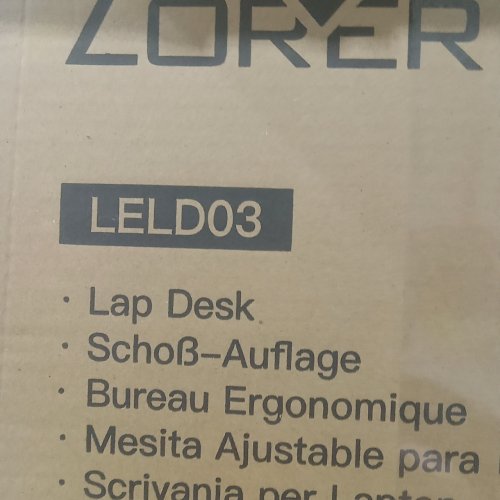 LORYERGO PORTABLE LAPTOP LAP DESK TRAY WITH WRIST REST & BUILT-IN MOUSE PAD - WOOD GRAIN/GREY (MODEL: LELD03) image 2