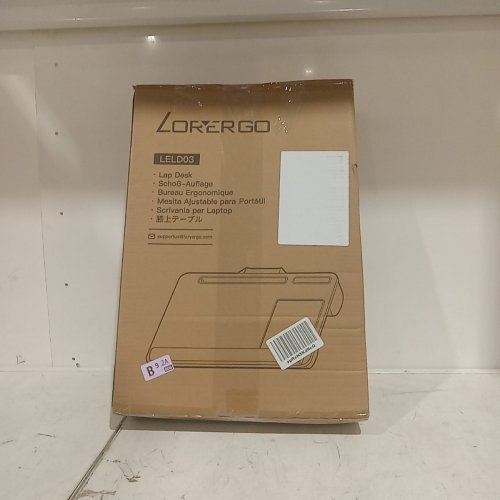 LORYERGO PORTABLE LAPTOP LAP DESK TRAY WITH WRIST REST & BUILT-IN MOUSE PAD - WOOD GRAIN/GREY (MODEL: LELD03) image 4
