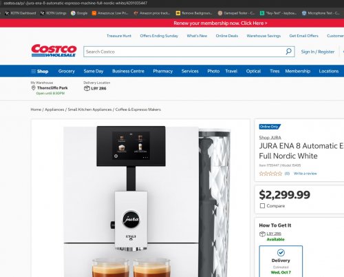JURA ENA 8 TOUCHSCREEN AUTOMATIC ESPRESSO COFFEE MACHINE - FULL NORDIC WHITE (MODEL: 15495) image 2