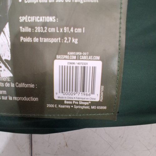 HERCULES 40° OVERSIZED RECTANGULAR SLEEPING BAG - 80" X 36" - HUNTER GREEN (STYLE: 23606) image 6