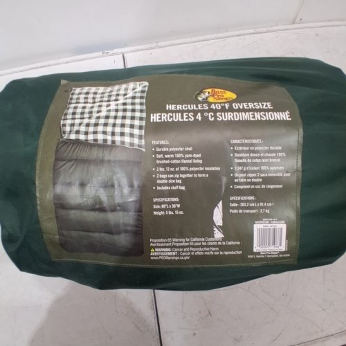 HERCULES 40° OVERSIZED RECTANGULAR SLEEPING BAG - 80" X 36" - HUNTER GREEN (STYLE: 23606) image 7