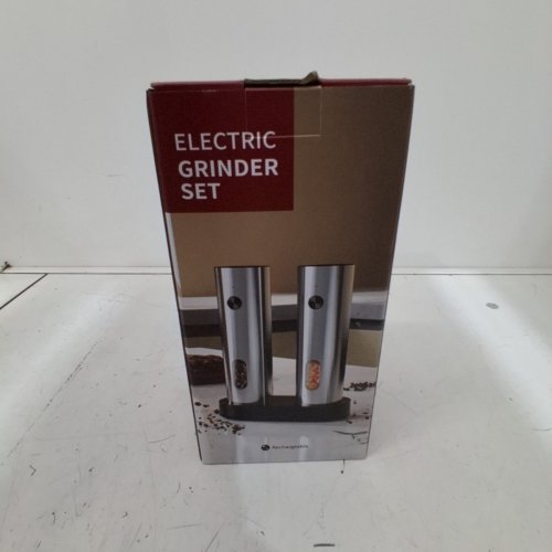 2PC ELECTRIC SALT AND PEPPER GRINDER SET WITH CHARGE BASE - STAINLESS STEEL AND BLACK image 5