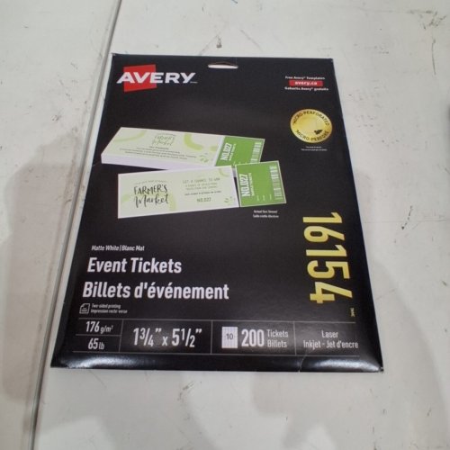 20 SHEETS (200 TOTAL TICKETS) AVERY MATTE WHITE TICKETS (MODEL:16154) image 2
