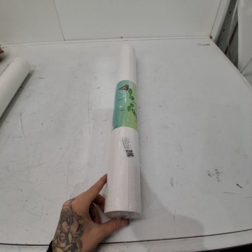 MODERN MINIMALIST NON-WOVEN NON-SELF ADHESIVE WALLPAPER - 20.8" X 31FT - WHITE/CURVED STRIPE image 2