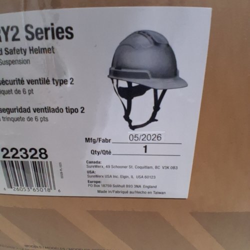 JACKSON SENTRY2 TYPE 2 VENTED SAFETY HELMET - 6-POINT RATCHET SUSPENSION - GREY (STYLE: 22328) image 5