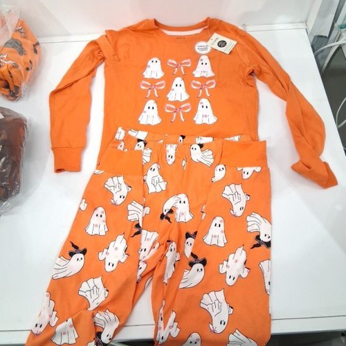 2PC KID'S GEORGE LONG SLEEVE PAJAMA SET - LARGE (10-12) - ORANGE (STYLE: GRF50401G_HW) image 2